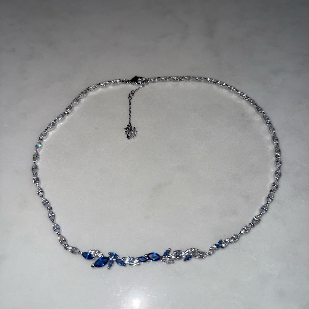 Elegant Swarovski Silver and Blue Necklace